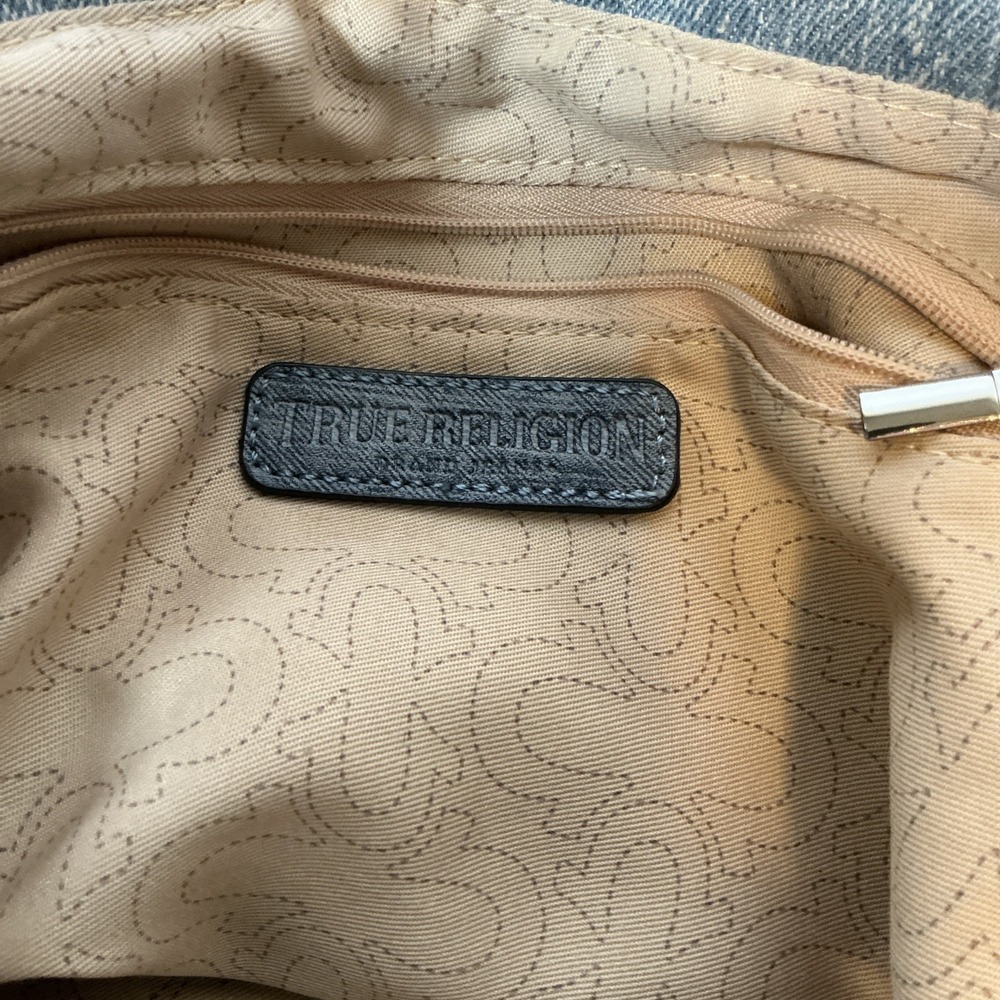 True Religion Denim Handbag Tote Shoulder Crossbody Jean Purse Y2K Carry On - Picture 11 of 13